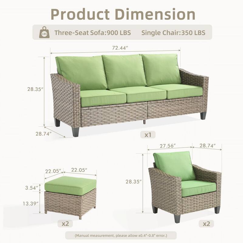 ​​OVIOS 5-Piece Outdoor Wicker Set With Ottoman