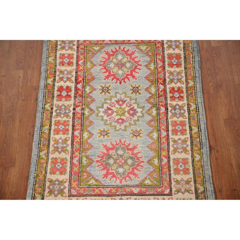 Geometric Kazak Oriental Accent Rug Handmade Wool Carpet - 2'8" x 4'1"