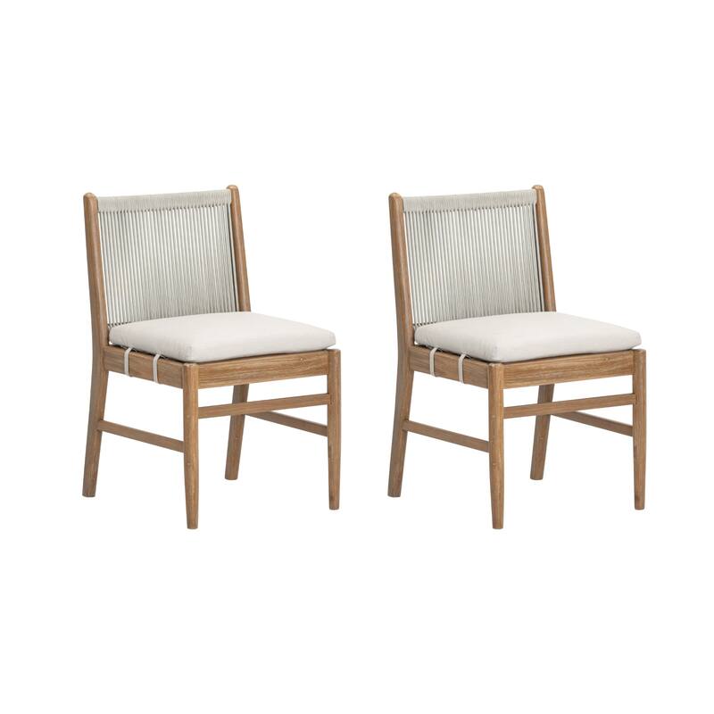 Kayden Solid Wood Dining Chair or Bar Stool with Woven Rope Backrest, Upholstered Stool for Kitchen or Bar