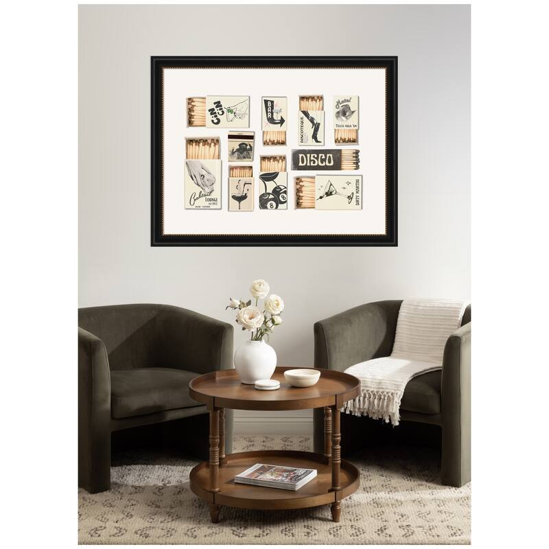 Kate and Laurel Vintage Matchboxes Neutral Black and Beige by Honey Island Studio Framed Wall Art Print
