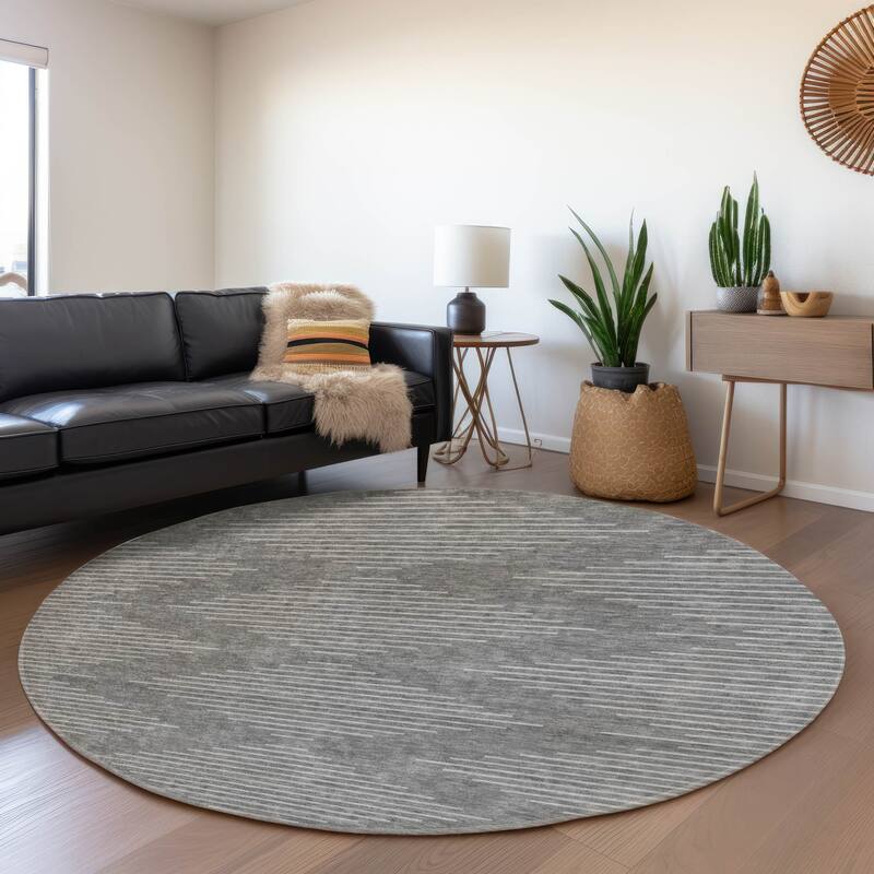 Premium Washable Super Soft Modern Geo Mayfield Rug - Charcoal - 8' x 8'