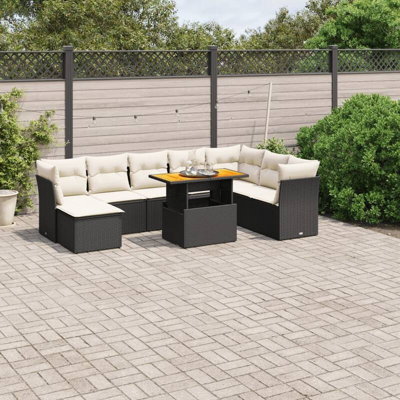 vidaXL Garden Sofa Set Black - 21.7 x 39.4 x 28.7