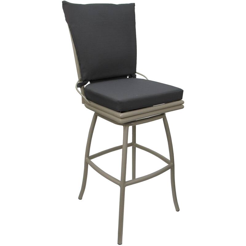 Outdoor Patio Counter 26" 30" Extra Tall 34" Bar Stool - Ofir Armless - Dark Gray Linen - Beige - Counter Height
