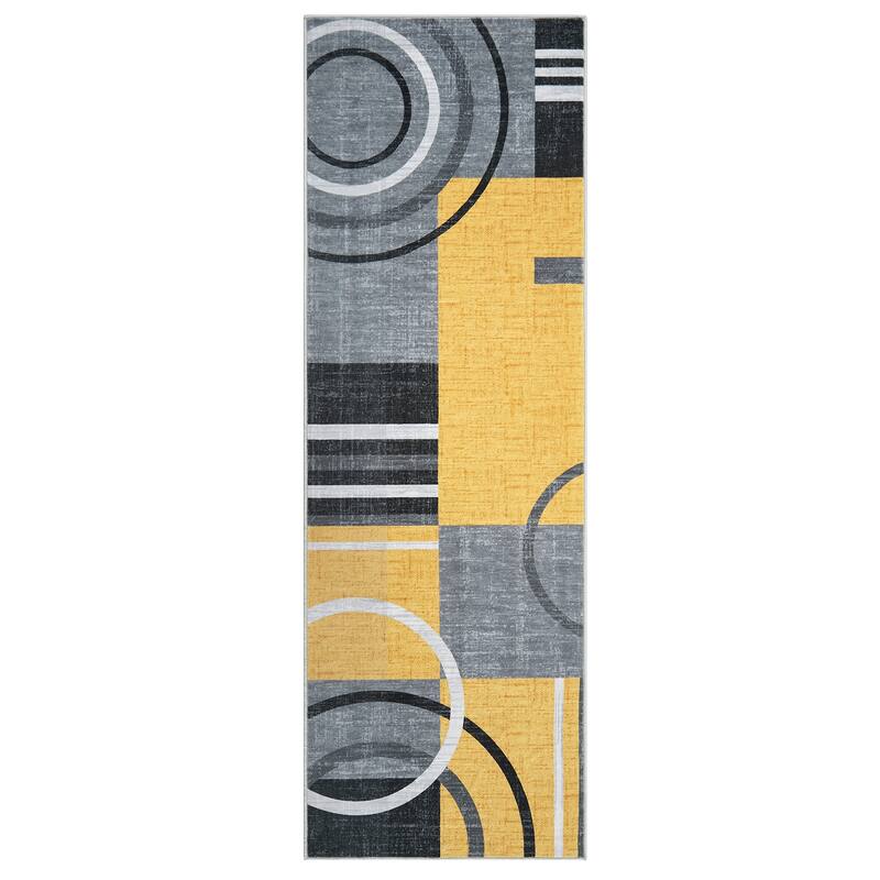 Washable Rugs for Living Room Bedroom Circles Pattern Rug Modern Geometric Area Rug