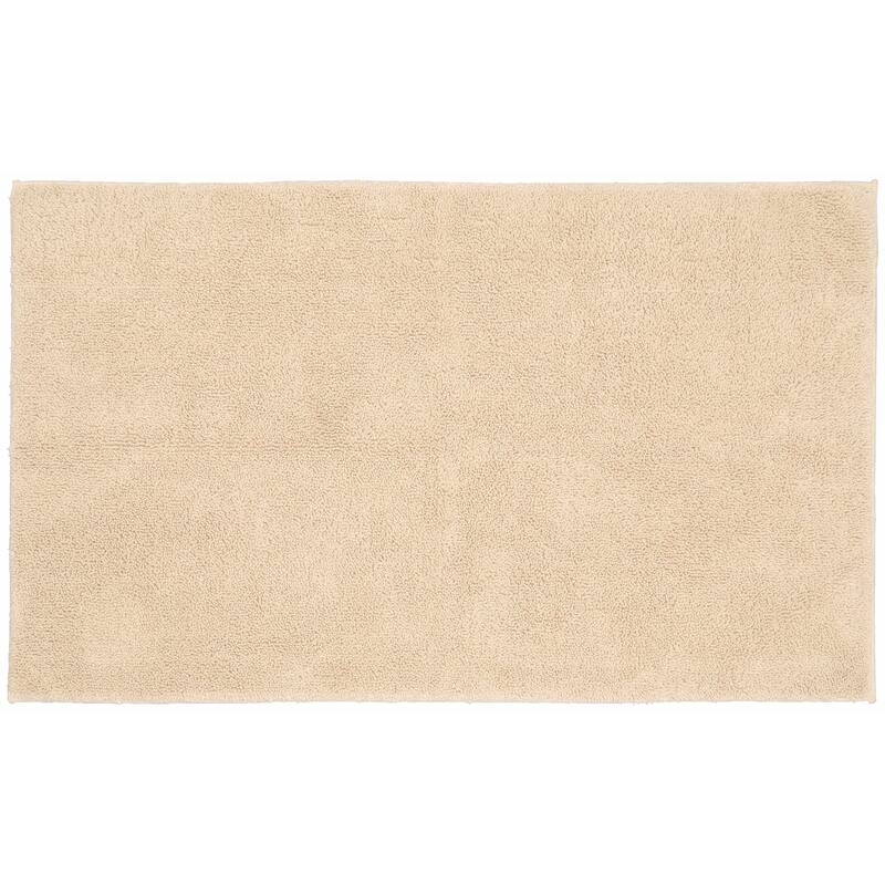 Queen Cotton Washable Bathroom Rug, or Set in Natural