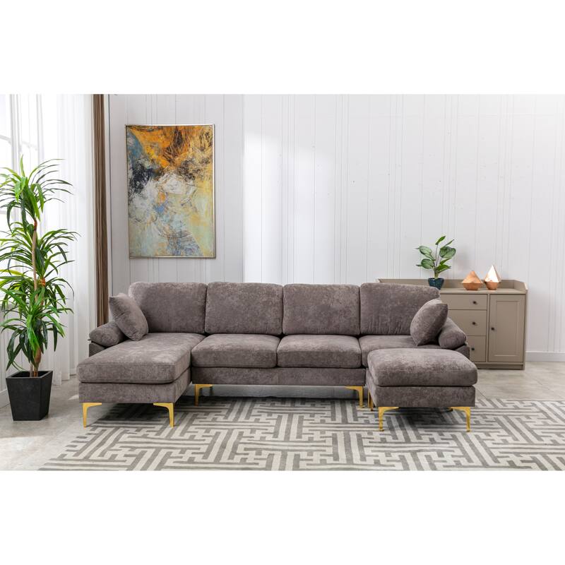 Modern UShaped Modular Sectional Sofa with Ottoman On Sale Bed