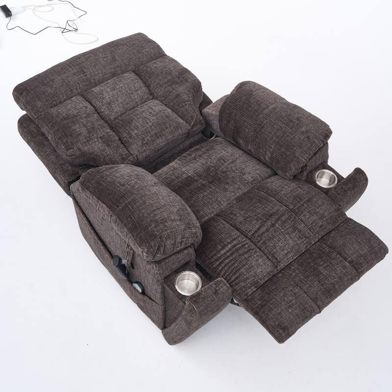 Velvet Oversized Power Lift Recliner Chair, 180° Flat with Massage