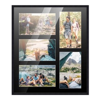 10x14 Wood Collage Frame with Black Mat For 4 4x6 Pictures