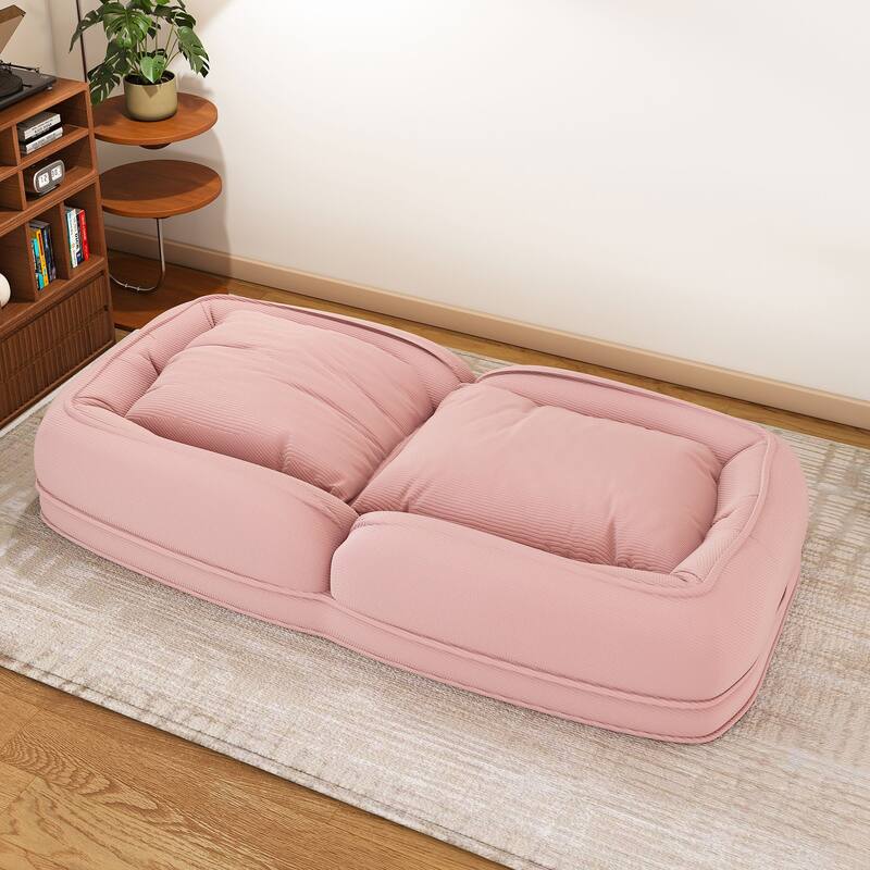 Rossetta Modern Foldable Adjustable Design Corduroy Lazy Bean Bag Chair with 2 Soft Pillows, Pets Friendly