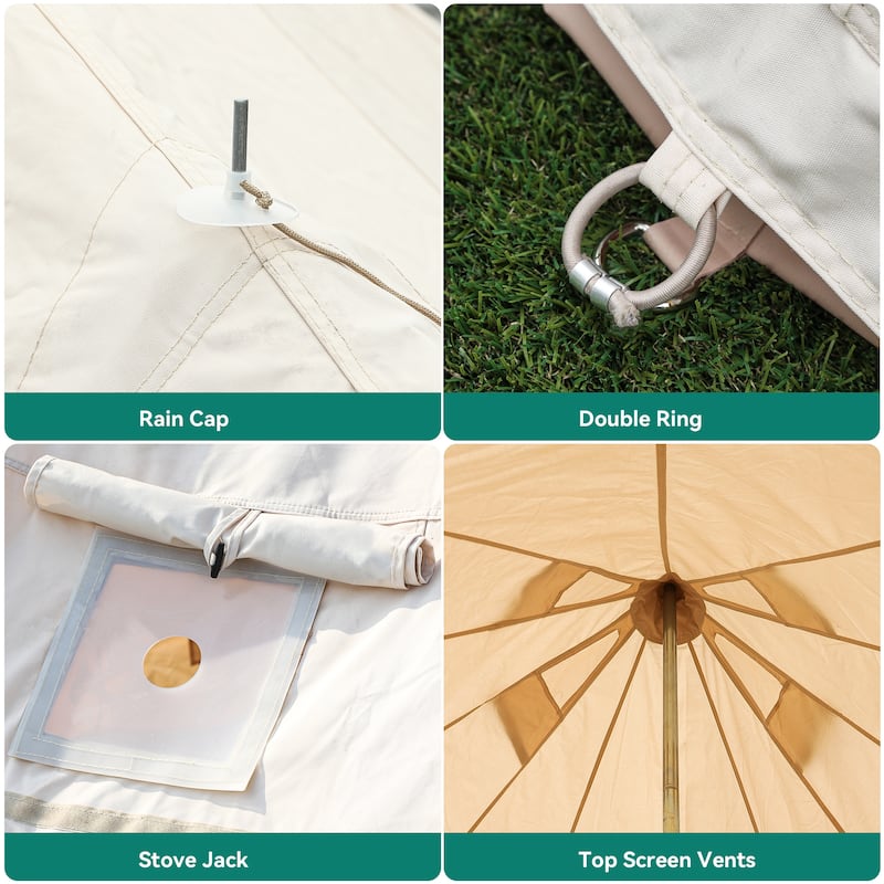Beige Outdoor Canvas Pyramids Mongolian Yurt Tent for Family Camping