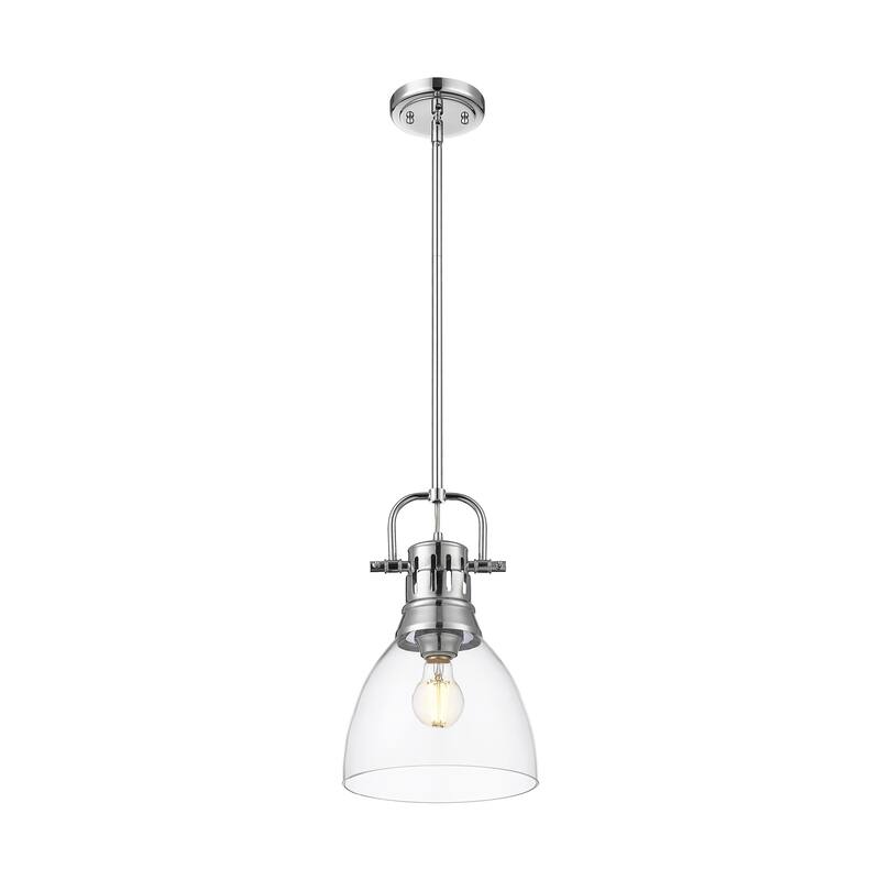 Yep by Golden Lighting Duncan 1-light 9in rod hung Pendant in Chrome and Clear Glass