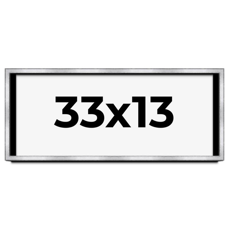 33x13 Shadow Box Frame Silver | 1.375 Inches Deep Real Wood