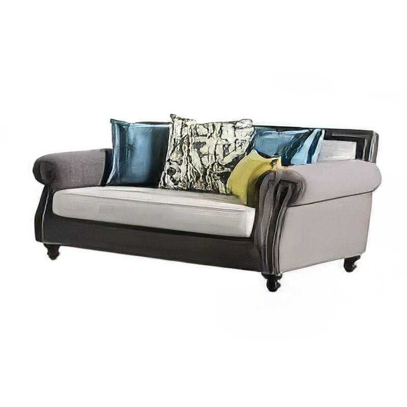 Ella Sofa and Loveseat Set, Olive Green, Gray Button Tufted Microfiber