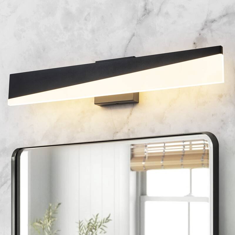 24" Modern Dimmable Acrylic Matte Black LED Vanity Light - W23.8"
