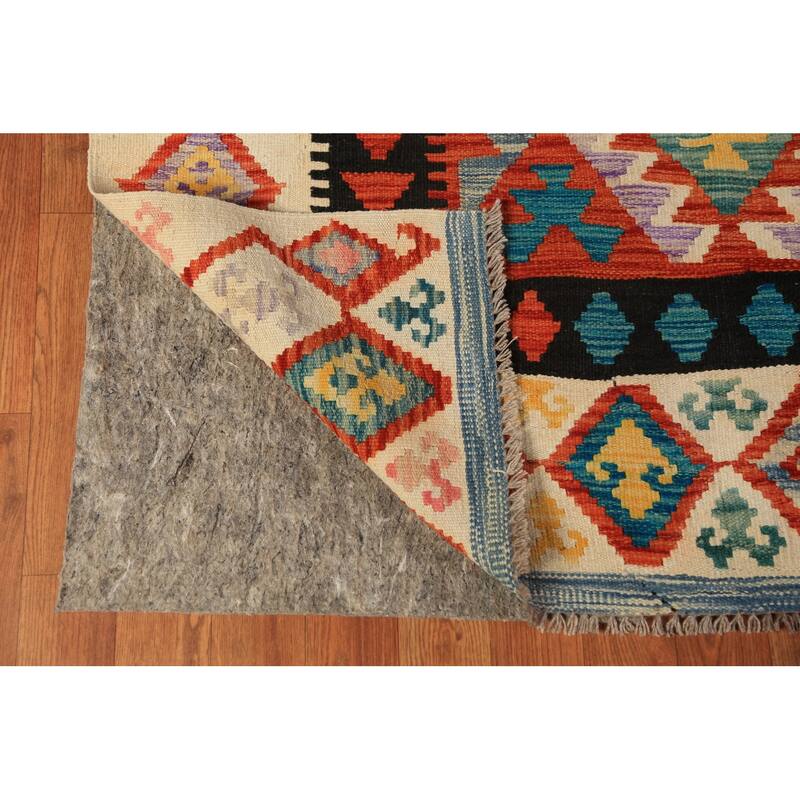 Kilim Oriental Area Rug Reversible Orange Flatweave Wool Carpet - 8'2"x 11'5"