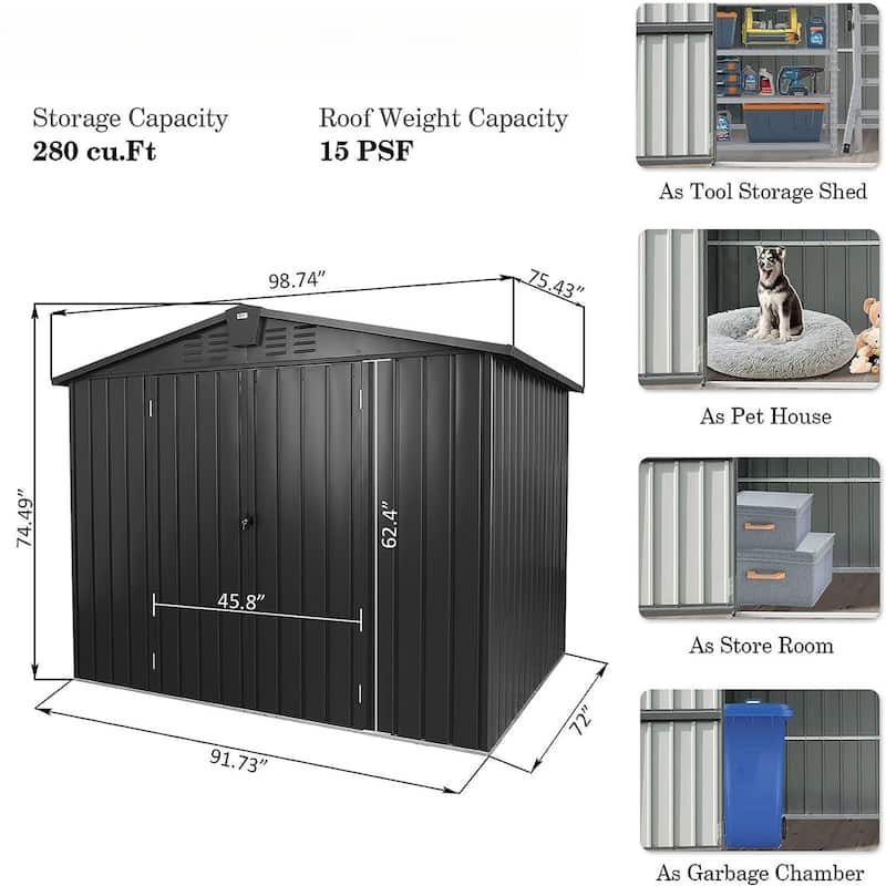 CUSchoice Outdoor Metal Storage Shed with Lockable Door