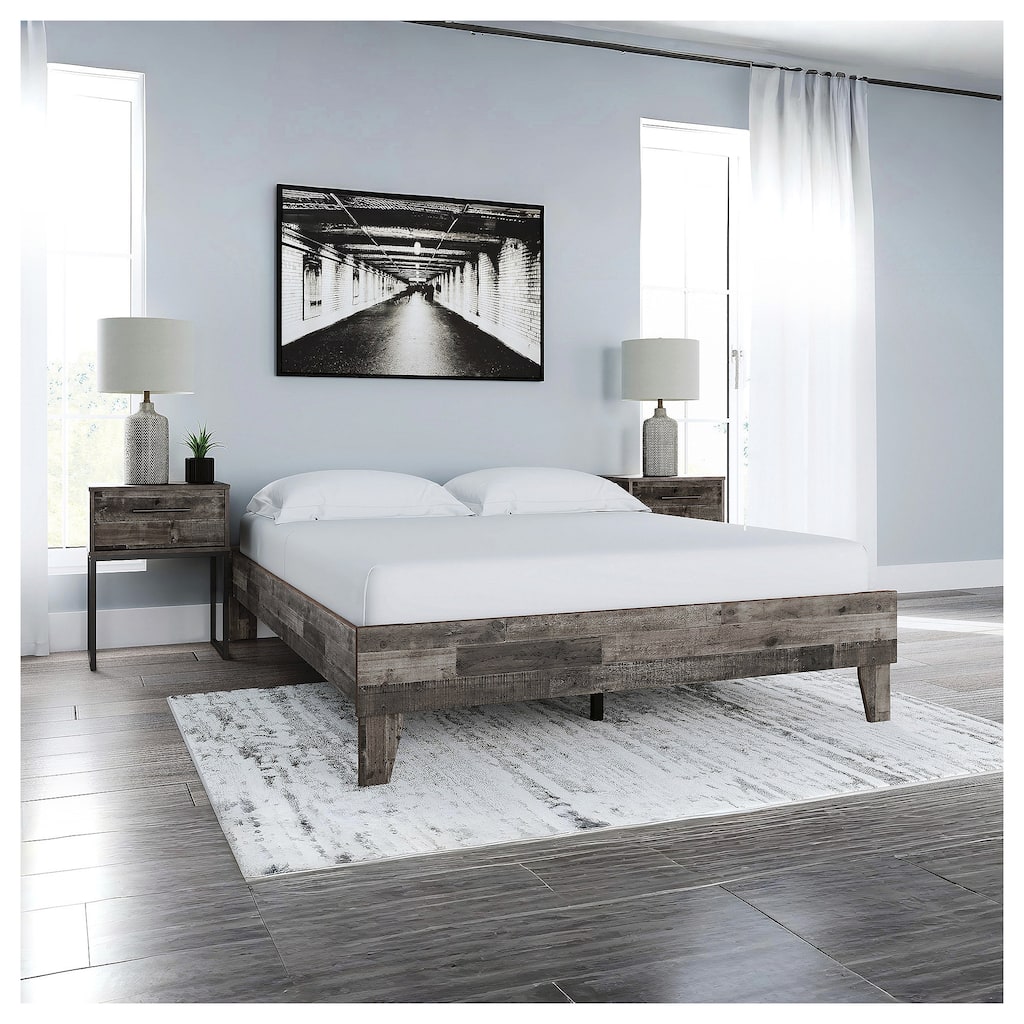 Signature Design by Ashley Neilsville Weathered Woodgrain Platform Bed