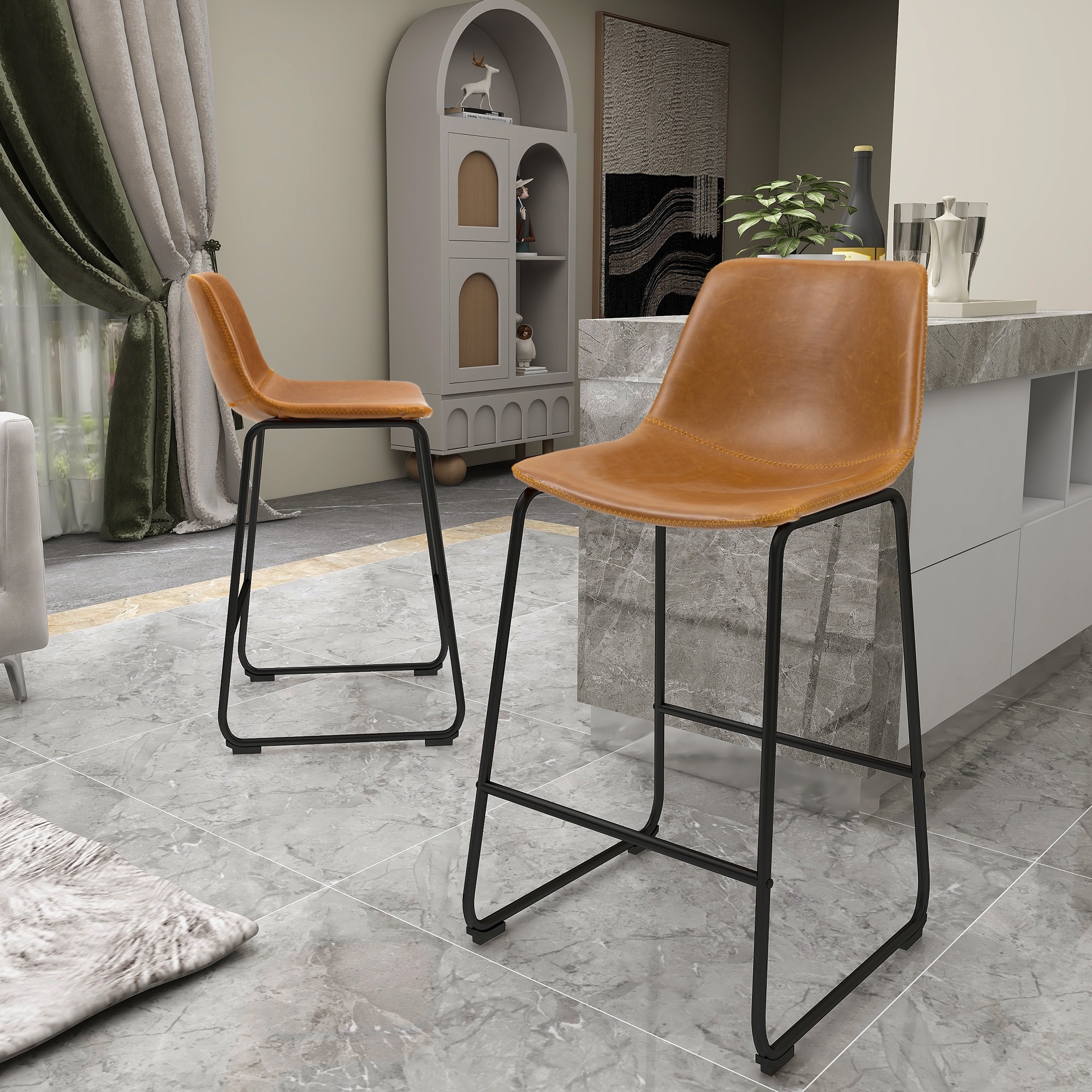 Counter height faux 2025 leather bar stools