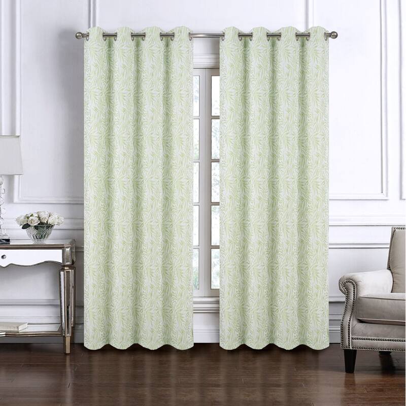 Liana Leaves Woven Jacquard Window Curtain - Sage