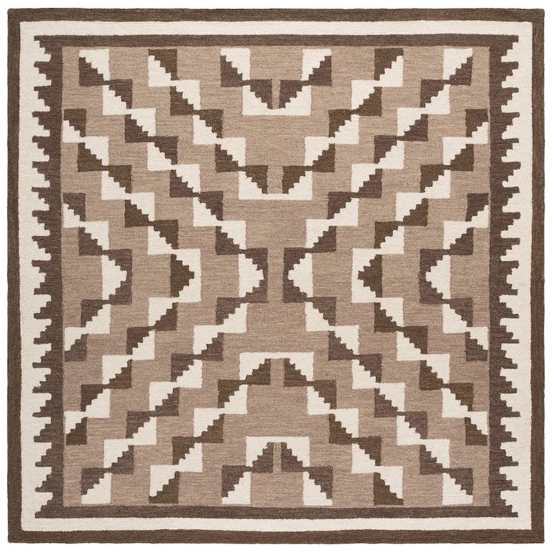 SAFAVIEH Handmade Kenya Ailbhe Wool Rug - 7' Square - Brown/Ivory