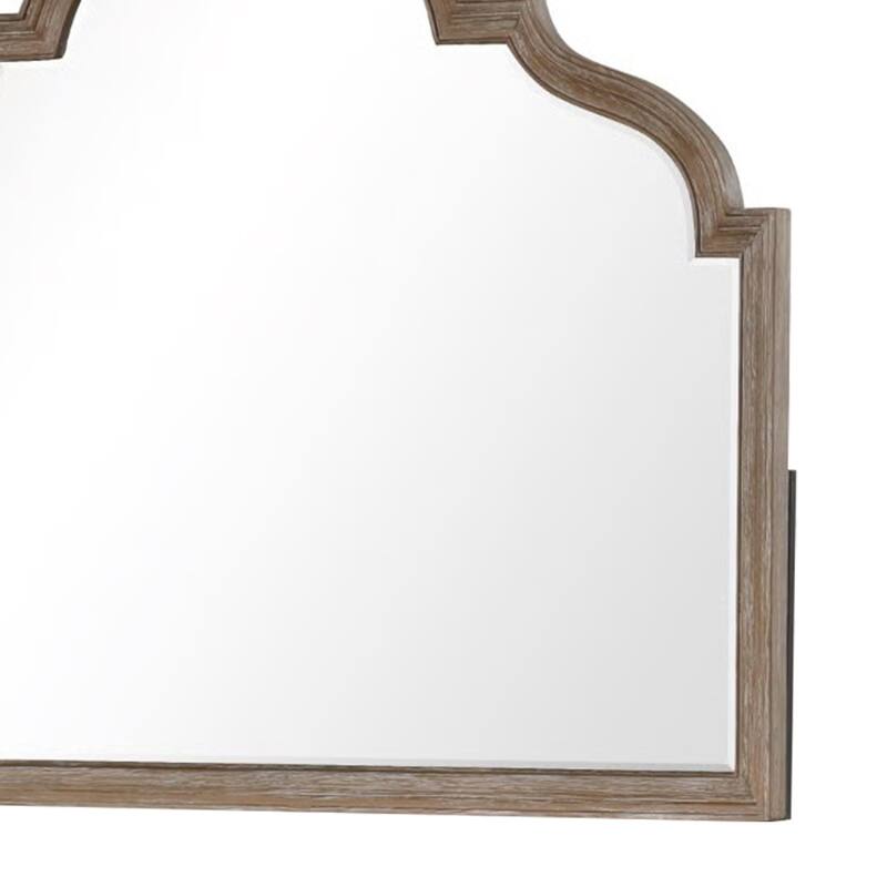 Lyla Dresser Mirror, Beveled Glass, Rustic Oak Brown Solid Wood, 41x50 - Oak Brown