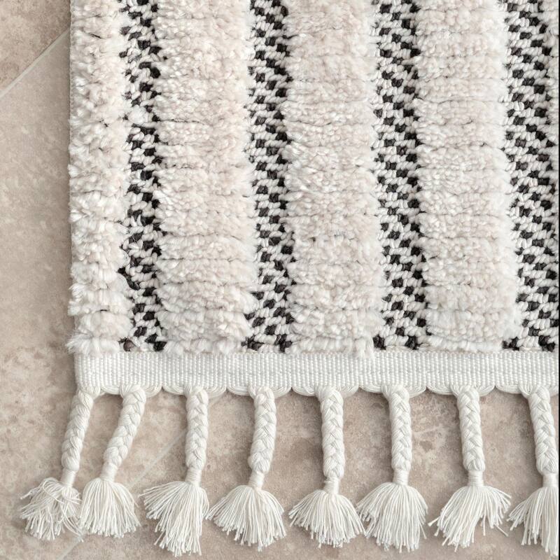 Nuloom Journey Shaggy Checkered Tiles Tassel Area Rug