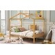 preview thumbnail 3 of 36, Full Size Wood House Bed with Storage Space and Roof