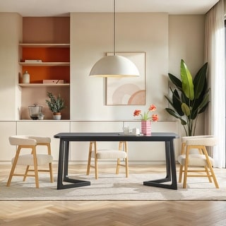 Walker Edison Modern Solid Wood Dining Table with Geometric Legs - Bed ...