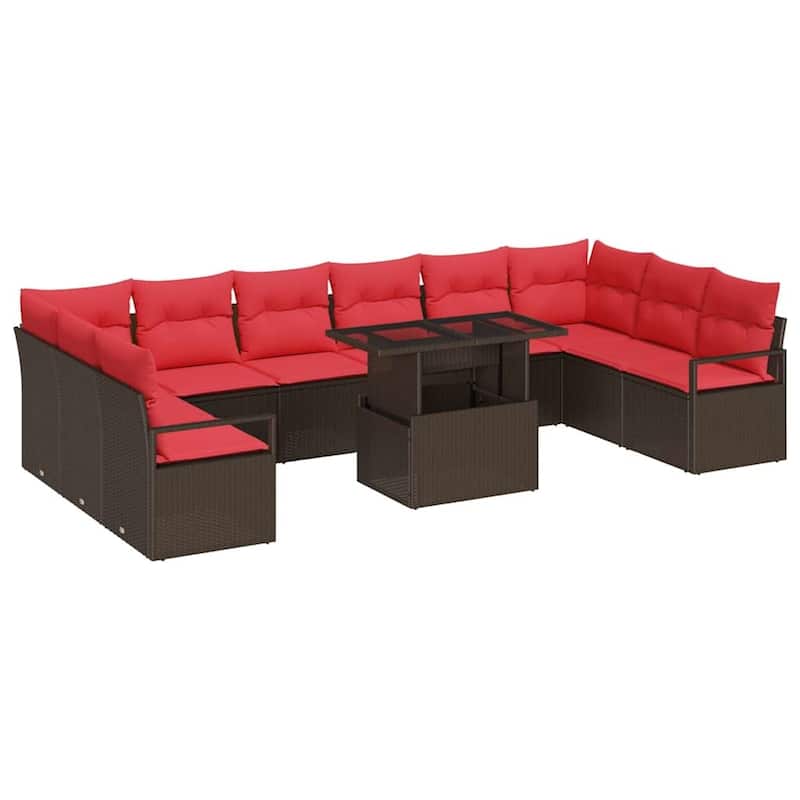 vidaXL 11 Piece Garden Sofa Set with Cushions - 135.4×69.7×27.2