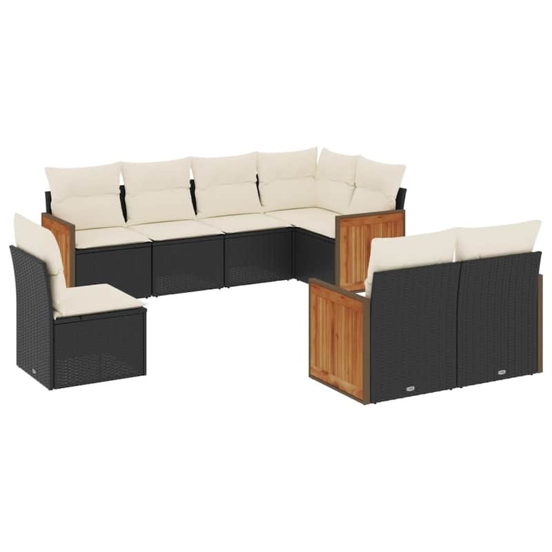 vidaXL Patio Sofa Set with Cushions Outdoor Conversation Furniture Poly Rattan