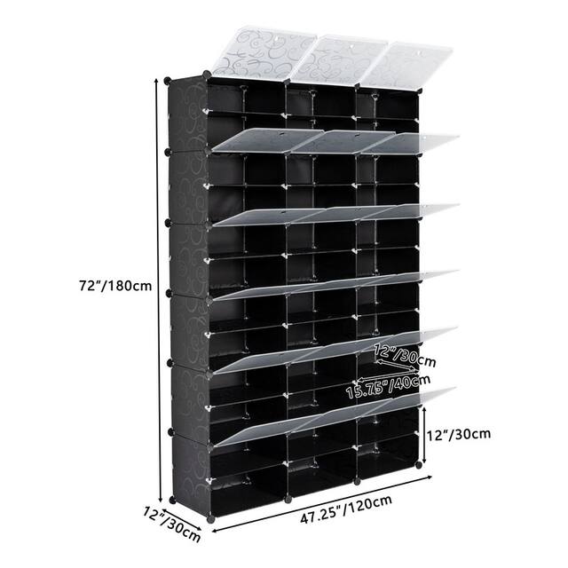 Portable Shoe Rack Organizer 66-72 Pair Tower Shelf Storage Cabinet - 12-tiers