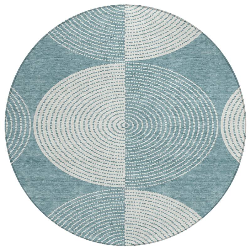 Machine Washable Indoor/ Outdoor Geo Circles Chantille Rug
