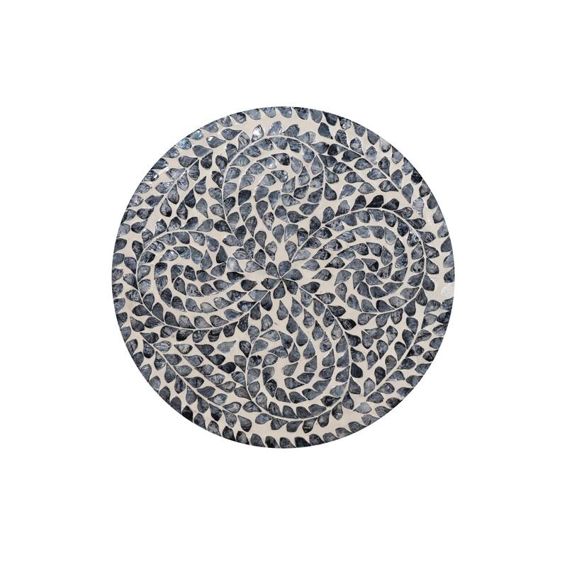 Padget Black Capiz Round Metal Side Table