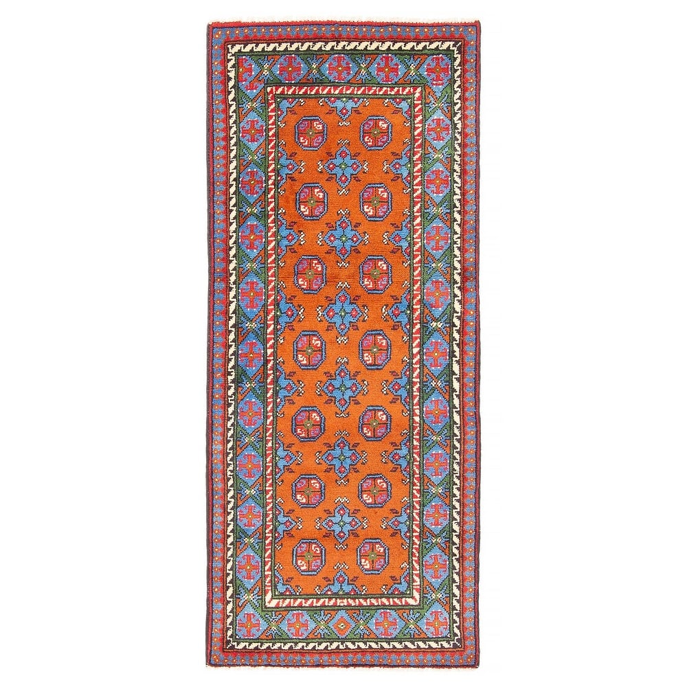 ECARPETGALLERY Hand-knotted Uzbek Kargahi Burnt Orange Wool Rug - 2'8 x 6'4