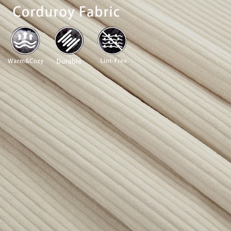 Modular Corduroy Sofa, Beige, 6 Seats, DIY, Armrest-Free