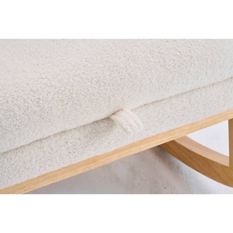 Plush Rocking Chair with Adjustable Footrest and Storage Pocket