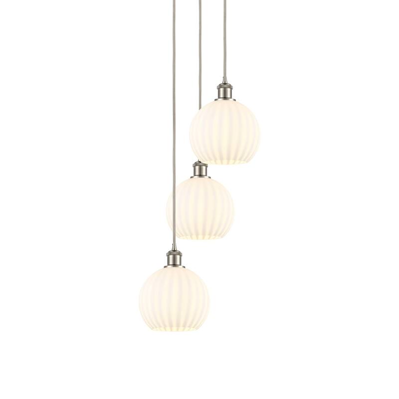 Innovations Lighting 113B-3P-31-15 White Venetian Pendant White - Brushed Satin Nickel