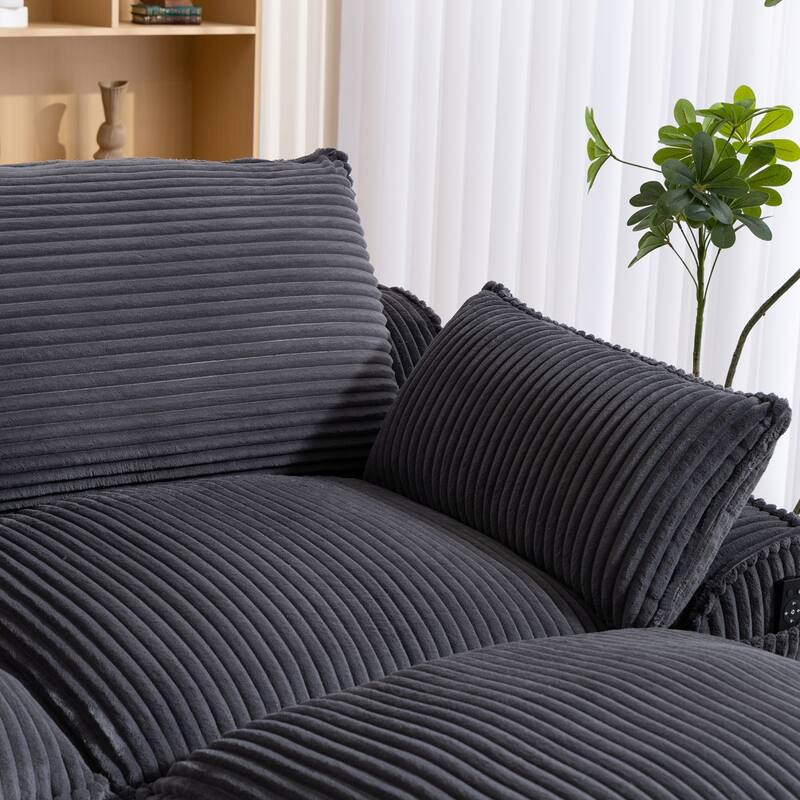 103" L-Shaped Corduroy Boneless Sectional Sofa with Movable Ottoman