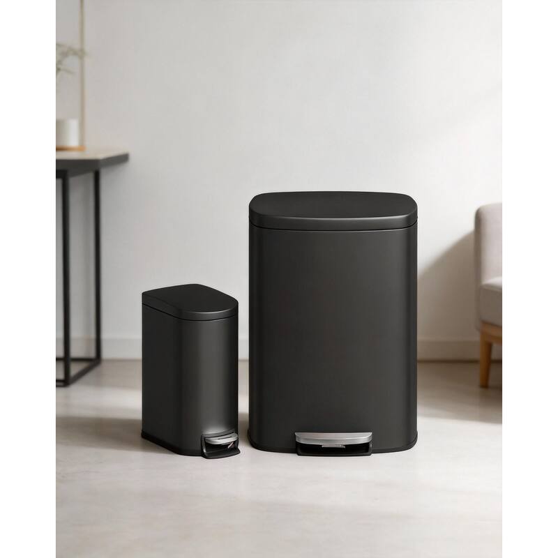 Kitchen Trash Can Combo Set, 13.2 & 2.6 Gallon - Black