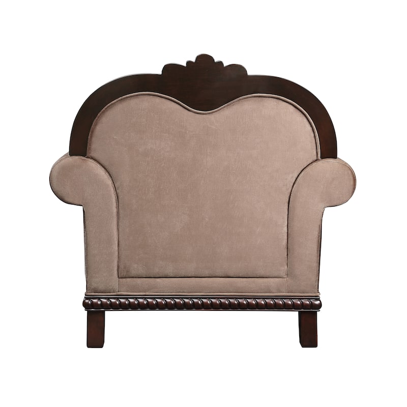 Louis Espresso Button-Tufted Accent Chair with Nailheads Trim