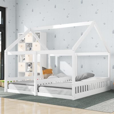 Merax Twin Size House Platform Beds, Two Shared Beds