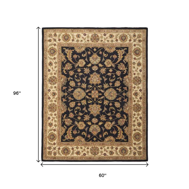 HomeRoots Oriental Traditional Rectangle Area Rug
