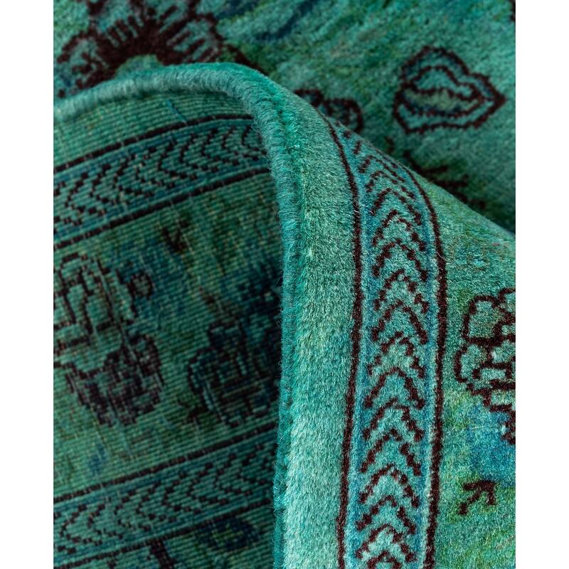 Overdyed One-of-a-Kind Hand-Knotted Area Rug - Green - 2' 8" x 12' 1"