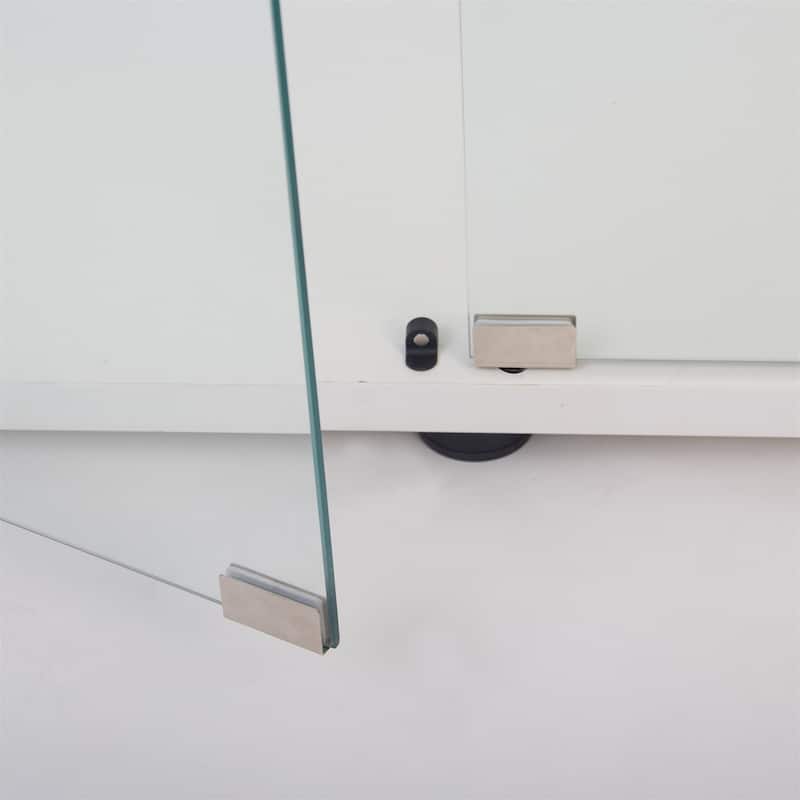 Two Door Glass Display Cabinet 2 Shelves for Living Room