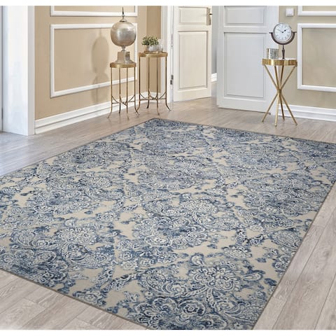 Couristan Cire Royal Gate Lace Ivory-Blue Area Rug