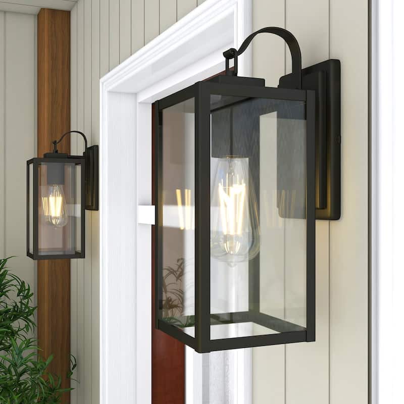 2PK-1 Light Outdoor Matte Black Wall Sconce Lantern - 5"x6.7"x13.78"