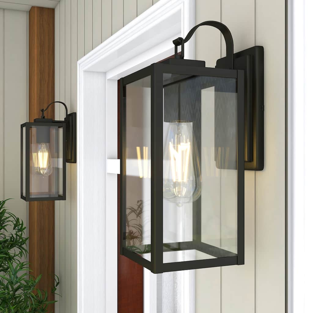 2PK-1 Light Outdoor Matte Black Wall Sconce Lantern - 5"x6.7"x13.78"