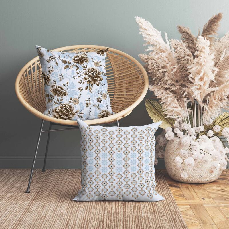 Nature's Canvas Faux Suede Reversible Throw Pillow Blue and Brown