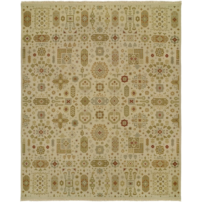 Transitional Multi-Colored Flatweave Wool Area Rug - 6' Square - Multi-Colored