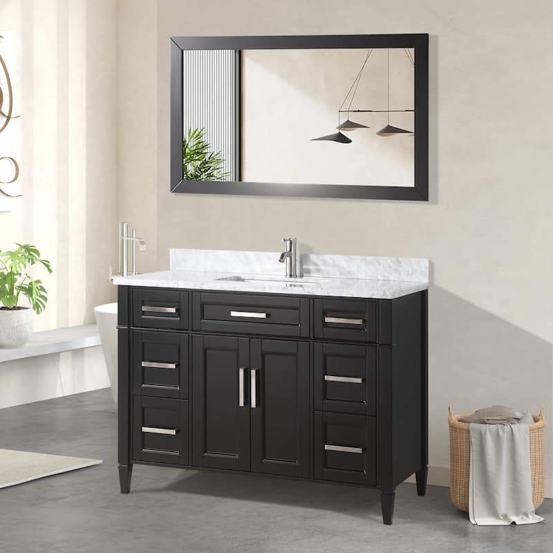 Vanity Art 48-Inch Bathroom Vanity Set with Carrara Marble Top - 22 x 48 x 36 Inches